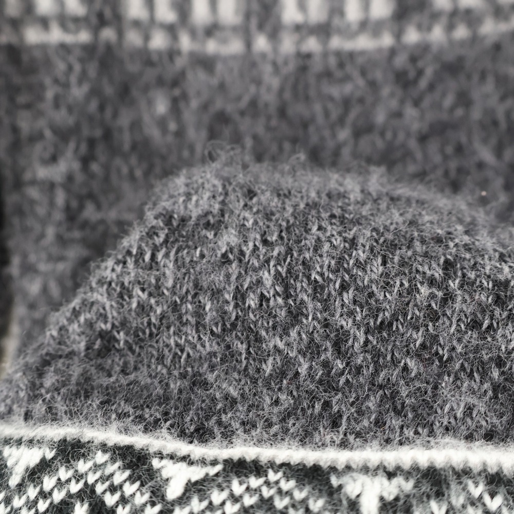 Alpaca Snowflake Hooded Sweater Womens XS Charcoal Gray Fringe Hem Apres Ski - Picture 5 of 16